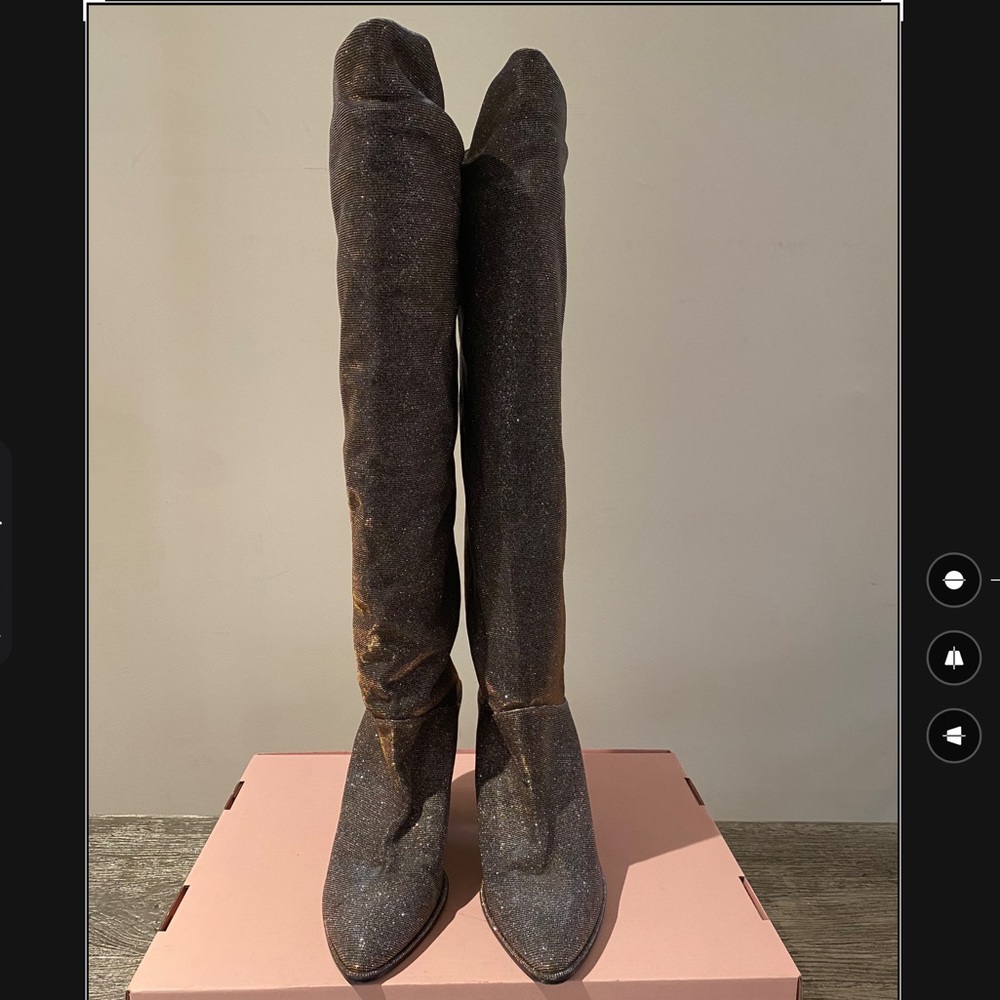 Stuart Weitzman Knee High Slouchy Glitter Boots